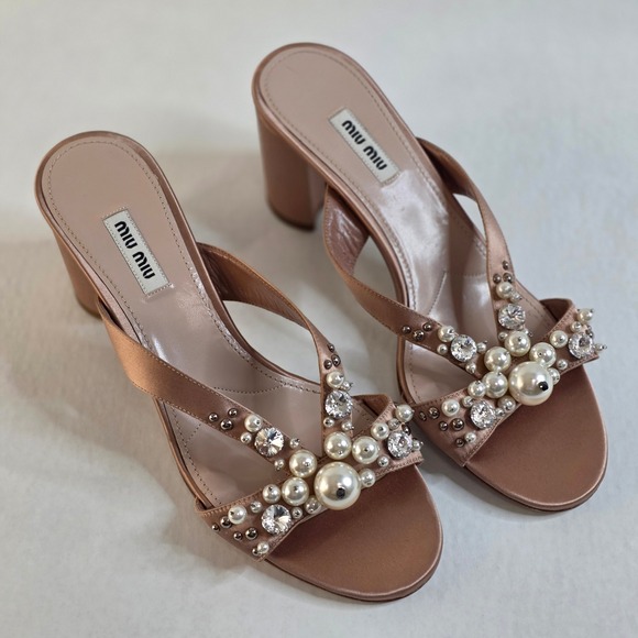 Miu Miu Shoes - Miu Miu Cipria Shoes Satin Crystal & Pearl Wedding Bride elegant 40‎ US 9.5 Chic